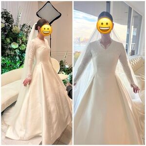 Pronovias with custom top elegant White Lace Wedding Dress